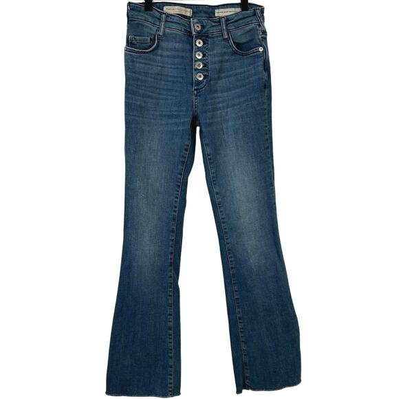 Pilcro Anthropologie High Rise Skinny Button Fly Denim Blue Jeans Size 25 - Picture 1 of 8
